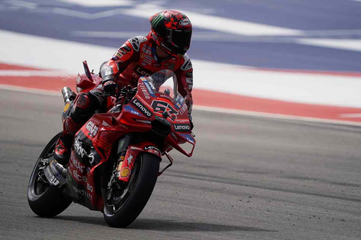 Pecco Bagnaia in pista con la Ducati