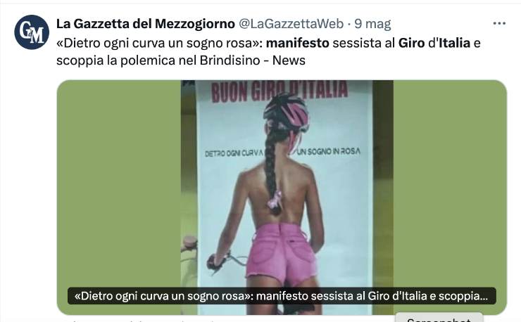 manifesto Giro d'Italia con ragazza di spalle a schiena scoperta